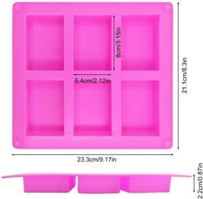 img 2 attached to Набор из 3 силиконовых форм для мыла - 6 отделений, форма для выпечки SENHAI Cake Pan, форма для печенья и шоколада 🧼, ледяные лотки для конфет DIY - розовая, синяя, фиолетовая (включает 1 прямоугольную форму и 2 квадратных формы)