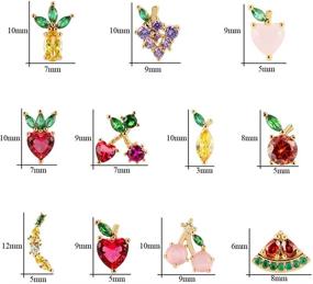 img 3 attached to Aloecye Cute Fruit Basket Stud Earrings Set: 14K Gold Plated Sweet Tropical Fruit CZ Crystal Earring Gift for Women Girls