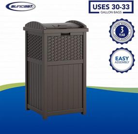 img 1 attached to 🗑 Suncast 33 Gallon Hideaway Can Resin Outdoor Trash Bin with Lid for Backyards, Decks, and Patios, 33-Gallon, Brown