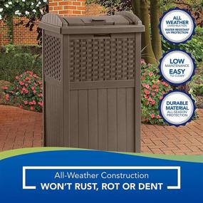 img 2 attached to 🗑 Suncast 33 Gallon Hideaway Can Resin Outdoor Trash Bin with Lid for Backyards, Decks, and Patios, 33-Gallon, Brown