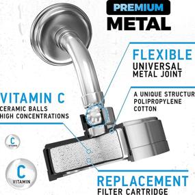 img 2 attached to 💧 AquaHomeGroup Luxury Metal Filtered Shower Head with Vitamin C, 2 Cartridges, 5 Shower Caps - Reduce Chlorine & Sediments - Consistent Water Pressure - Massage and Spa Experience