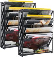 📚 maximize your space with samstar 2 pack wall file organizer: 5-tier vertical paper holder for office and home, black логотип