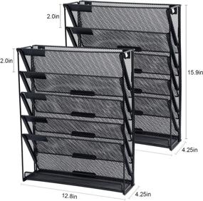 img 3 attached to 📚 Maximize Your Space with Samstar 2 Pack Wall File Organizer: 5-Tier Vertical Paper Holder for Office and Home, Black