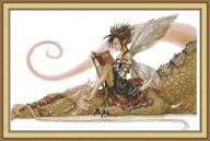 joy sunday cross stitch kits: classical scenery style cross-stitch 🧵 embroidery sets (14ct stamped kit, the girl sitting on the dragon) logo