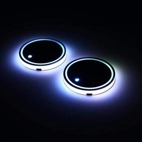 img 1 attached to 🚗 Повысьте уровень комфорта интерьера вашего автомобиля с LED подсветкой для держателя стакана - 2шт LED брелки для автомобиля, 7 цветов, USB зарядка для брелка для держателя стакана!