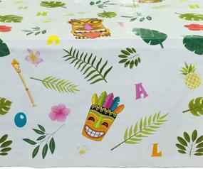 img 2 attached to 🌺 WERNNSAI Hawaiian Luau Table Covers - 54” x 108” Disposable Plastic Tablecloth for Aloha Tiki Parties, Summer Pool Events, and Tropical Party Decorations