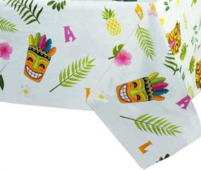 img 3 attached to 🌺 WERNNSAI Hawaiian Luau Table Covers - 54” x 108” Disposable Plastic Tablecloth for Aloha Tiki Parties, Summer Pool Events, and Tropical Party Decorations