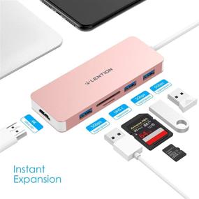 img 3 attached to Lention USB C Hub: 4K HDMI, USB 3.0, SD/Micro SD | Macbook Pro/Air/Surface Compatible | Rose Gold Multi-Port Adapter