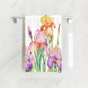 img 2 attached to 🌸 Iris Flower Field with Butterfly Green Leaf Spring Nature Floral Print Soft Bath Towel - Versatile and Absorbent Hand Towel for Bathroom, Hotel, Gym, and Spa - 30"x15