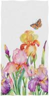 🌸 iris flower field with butterfly green leaf spring nature floral print soft bath towel - versatile and absorbent hand towel for bathroom, hotel, gym, and spa - 30"x15 logo