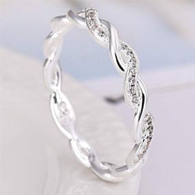 img 1 attached to 💍 Silver Braided Knot Eternity Wedding Band Promise Ring with Platinum Plating for Enhanced Durability