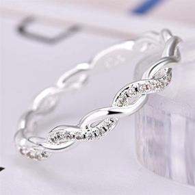 img 2 attached to 💍 Silver Braided Knot Eternity Wedding Band Promise Ring with Platinum Plating for Enhanced Durability