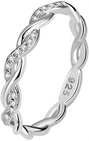 img 4 attached to 💍 Silver Braided Knot Eternity Wedding Band Promise Ring with Platinum Plating for Enhanced Durability