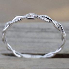 img 3 attached to 💍 Silver Braided Knot Eternity Wedding Band Promise Ring with Platinum Plating for Enhanced Durability