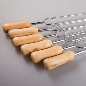 img 2 attached to 🔥 15.3-Inch Stainless Steel BBQ Shish Kabob Skewers with Double Pronged Design and Wooden Handle - Perfect for Grilling, IMEEA