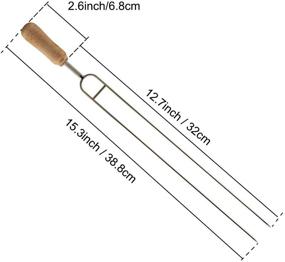 img 3 attached to 🔥 15.3-Inch Stainless Steel BBQ Shish Kabob Skewers with Double Pronged Design and Wooden Handle - Perfect for Grilling, IMEEA