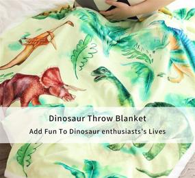 img 3 attached to 🦖 Jurllyshe Dinosaur Sherpa Throw Blanket for Boys - Soft Cartoon Worm Fleece Plush Blanket for Kids and Adults - Ideal for Crib, Bed, Couch, Chair, and Living Room - 50"x60", Green Dinosaur