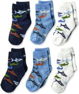 🦈 country kids boys jaws shark ocean aquarium cotton crew socks, 6 pack – dive into fun with stylish comfort logo