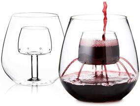 img 4 attached to 🍷 Set of 2 Stemless Aerating Wine Glasses by Chevalier Collection - Enhance Wine Aroma and Flavor with Built-in Aerator