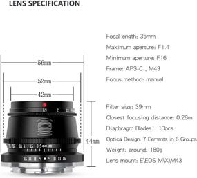 img 1 attached to 📷 TTArtisan 35mm F1.4 Manual Focus APS-C Format Fixed Lens for Fujifilm X-Mount Cameras - Compatible with X-A1 X-A10 X-A2 X-A3 X-A5 X-H1 X-T1 X-T10 X-T2 X-T20 X-T100 X-PRO1 X-PRO2, etc. (Black)