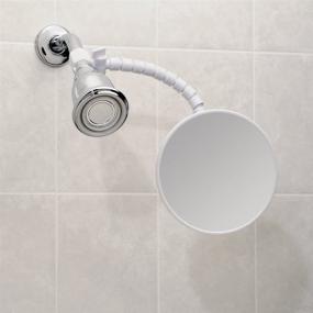 img 1 attached to 🪞 iDesign - Fogless Small Shower Shaving Mirror with Flexible Arm for Bathroom, Vanity, Bathtub, Wall – White, 14" x 4.5" x 5.82