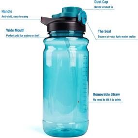 img 2 attached to Stay Hydrated on the Go with SUNFIRST 64oz Water Bottle - Leak-Proof, Wide Mouth, Straw Handle - Perfect for Camping, Workouts, Gym, and Outdoor Activities - 2.2L Sports Bottle