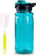 stay hydrated on the go with sunfirst 64oz water bottle - leak-proof, wide mouth, straw handle - perfect for camping, workouts, gym, and outdoor activities - 2.2l sports bottle logo