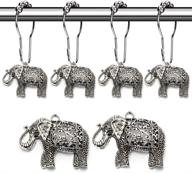 elephant shower curtain hooks rings - animal pendant accessories set for nature lovers, tropical forest, woodland, floral, and mountain themed bathroom décor - 12pcs logo