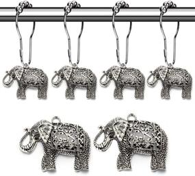 img 4 attached to Elephant Shower Curtain Hooks Rings - Animal Pendant Accessories Set for Nature Lovers, Tropical Forest, Woodland, Floral, and Mountain Themed Bathroom Décor - 12PCS