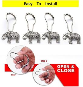 img 1 attached to Elephant Shower Curtain Hooks Rings - Animal Pendant Accessories Set for Nature Lovers, Tropical Forest, Woodland, Floral, and Mountain Themed Bathroom Décor - 12PCS