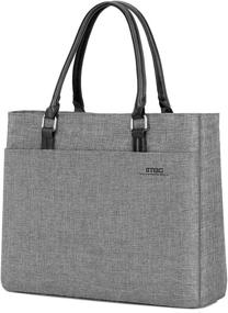 img 4 attached to 👜 DTBG Women's Laptop Tote Bag - Stylish Nylon Briefcase for 15.6 Inch Laptops - Grey
