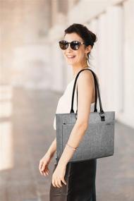 img 3 attached to 👜 DTBG Women's Laptop Tote Bag - Stylish Nylon Briefcase for 15.6 Inch Laptops - Grey