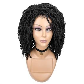 img 4 attached to Top Picks: Black Women's FAVE Short Synthetic Hair Wig - Braided Twist, Afro Braids, Curly None Lace Front, Nu Faux Locs