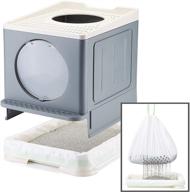 🐱 suhaco top entry cat litter box with lid - includes disposable sifting liners and plastic scoop logo