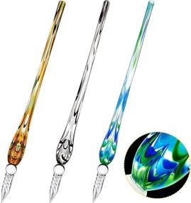 img 4 attached to 🖋️ Exquisite 3-Piece Handmade Glass Dip Pen Set - Perfect for Calligraphy, Drawing, and Decoration - High-Quality Borosilicate Crystal Glass - Available in 3 Vibrant Colors