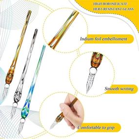 img 1 attached to 🖋️ Exquisite 3-Piece Handmade Glass Dip Pen Set - Perfect for Calligraphy, Drawing, and Decoration - High-Quality Borosilicate Crystal Glass - Available in 3 Vibrant Colors