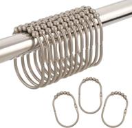 🚿 amazer metal wide shower curtain rings hooks - matte nickel (set of 12) for bathroom shower rod curtains logo