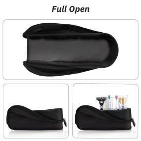 img 3 attached to 💦 Water Resistant Small Toiletry Bag for Men and Women - Nylon Travel Toiletry Organizer and Mini Makeup Bag, Black