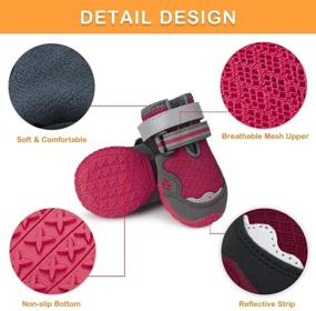 img 3 attached to 🐾 Summer Dog Booties with Breathable Mesh, Anti-Slip Soles, and Reflective Adjustable Straps - Ideal Paw Protectors for Hot Pavement, Outdoor Activities - Suitable for Medium to Large Dogs