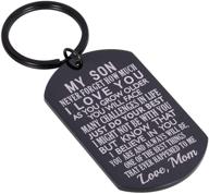 🌟 inspirational gift: mom's keychain to son - perfect birthday, valentine's or christmas gift for step son, adult, teen boy! mother's love for her son serves in the army (black) logo