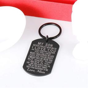 img 2 attached to 🌟 Inspirational Gift: Mom's Keychain to Son - Perfect Birthday, Valentine's or Christmas Gift for Step Son, Adult, Teen Boy! Mother's Love for Her Son Serves in the Army (Black)