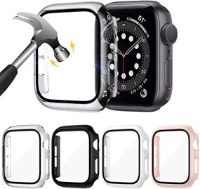 img 4 attached to ZEBRE 4-Pack Hard PC Case With Tempered Glass Screen Protector Compatible With Apple Watch Series 6 SE Series 5 Series 4 40Mm