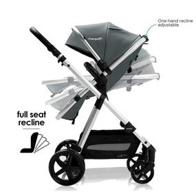 img 1 attached to Mompush Meteor Stroller: Foldable 2-in-1 Baby Stroller with Reversible Seat, Bassinet 👶 Mode, Full Recline, Adjustable Handlebar & Footrest, Lightweight & Durable, UPF 50+ Sun Canopy