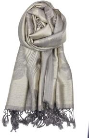 img 3 attached to 🌹 Stylish Achillea Two Tone Floral Roses Pashmina Scarf Shawl: Reversible Wrap Stole for Women