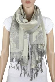 img 1 attached to 🌹 Stylish Achillea Two Tone Floral Roses Pashmina Scarf Shawl: Reversible Wrap Stole for Women