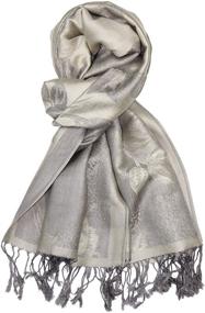 img 4 attached to 🌹 Stylish Achillea Two Tone Floral Roses Pashmina Scarf Shawl: Reversible Wrap Stole for Women