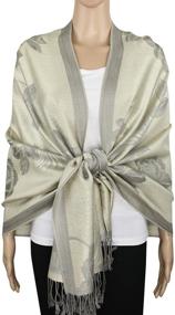img 2 attached to 🌹 Stylish Achillea Two Tone Floral Roses Pashmina Scarf Shawl: Reversible Wrap Stole for Women