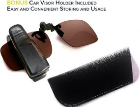 img 2 attached to 🕶️ UV Protected Extra Large Lens Polarized Rimless Flip Up Clip-on Sunglasses for Prescription Glasses