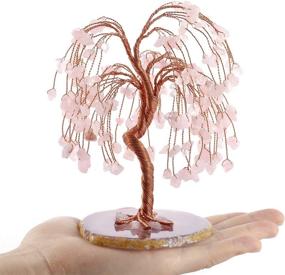 img 3 attached to 🌹 Rose Quartz Healing Crystals Money Tree with Copper Wire on Natural Agate Slices Geode Base - Lucky Reiki Feng Shui Figurine Statue