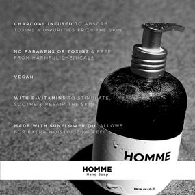 img 1 attached to HOMME Charcoal Infused Liquid Hand Soap for Men - Detoxifying Moisturizing Formula - Cleanses and Rejuvenates Skin - Vegan Hand Wash - 16.9 fl oz